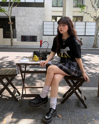 Rain boot puffy print half-sleeve T-shirt