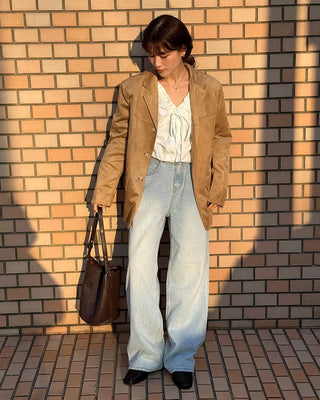 Loose-fit suede jacket