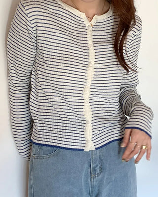 Ribbed border cardigan