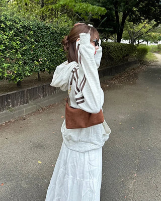 Half-zip line sleeve oversized hoodie