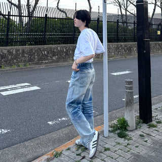 (Unisex) Washed Wide Denim Pants