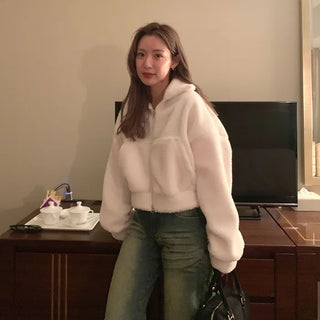 Boucle High Neck Cropped Jumper