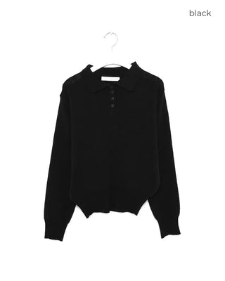 Half-button collar knit