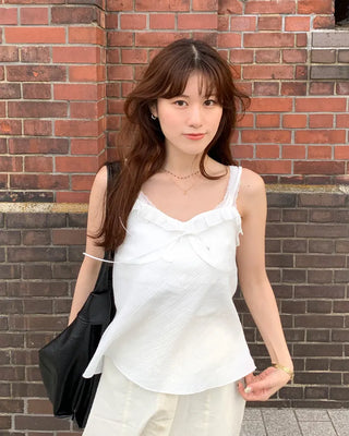 Frilled tie sleeveless dress