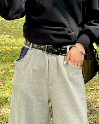 Studded leather belt
