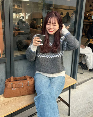 Suede buckle shoulder bag