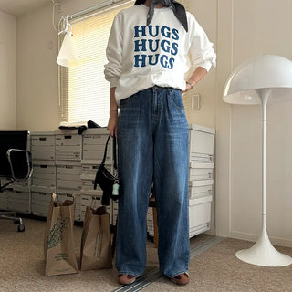 Wide denim pants