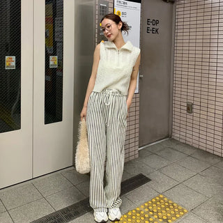 Striped wide-leg pants