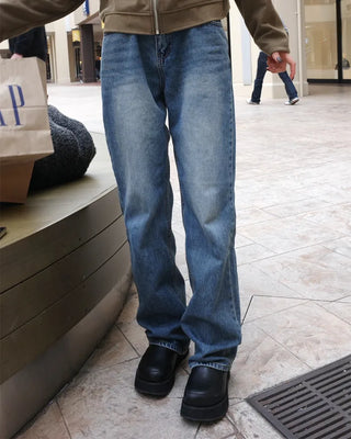 Straight denim pants