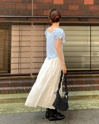 Perforated lace long skirt
