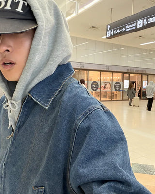 Stitch design denim blouson
