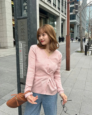 V-neck side-button cardigan