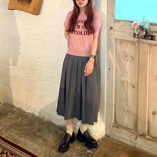 Lettering Half-Sleeve Knit