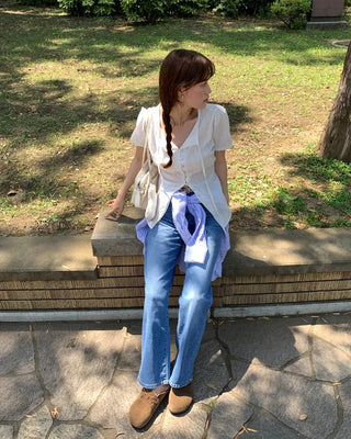 Washed straight denim
