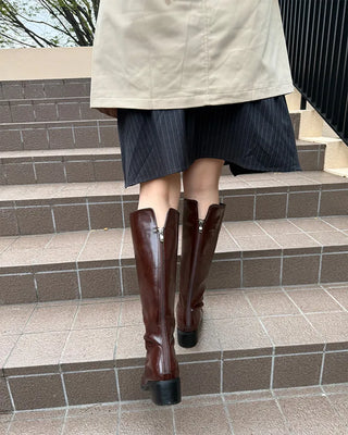 Leather long boots
