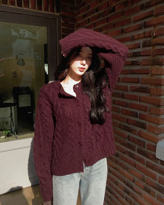 Cable knit cardigan