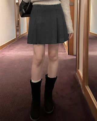 Wool pleated mini skirt