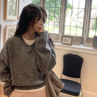 (Over 10,000 sold) V-neck knit - 5 colors