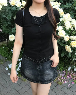 Dot Layered Half Cardigan