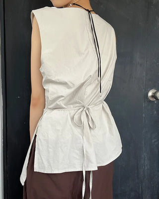 Shirred sleeveless blouse