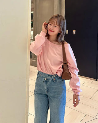 Off-shoulder sweatshirt