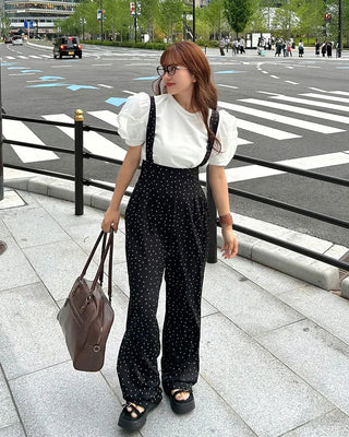 Pleated smoked overalls