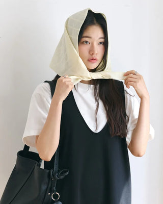 [8th Re-release] (ORIGINAL) Lined Cotton Scarf (cream)