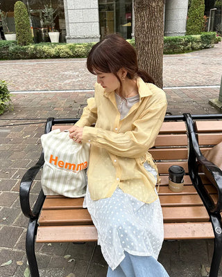 See-through side ribbon shirt