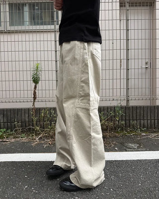 Side-panel wide cotton pants