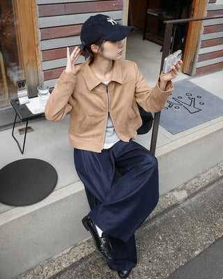 Suede cropped jacket