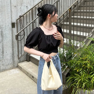 Back ribbon off-shoulder blouse