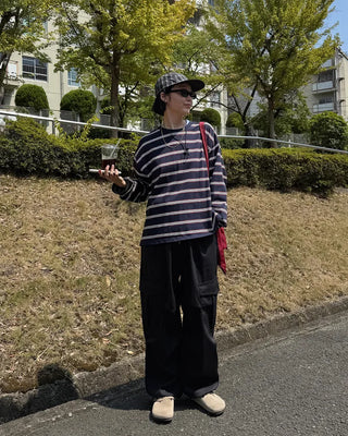 Wide Cargo Pants with Waist Cord