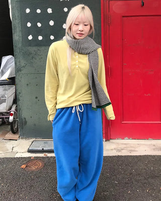 Waist string fleece pants