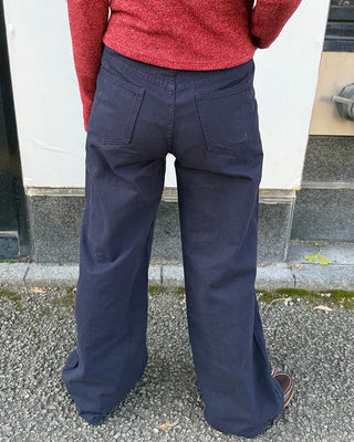 Side Yoke Wide Cotton Pants