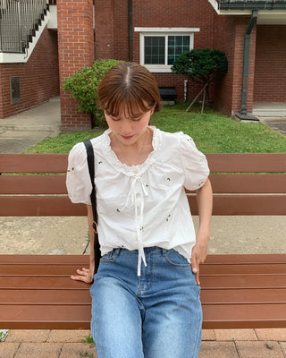 Flower embroidered blouse