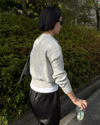 Half-zip-up color knit