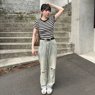 Striped cropped T-shirt