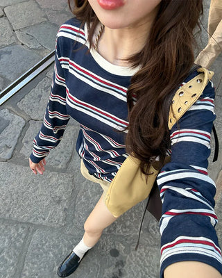 Striped oversized long t-shirt