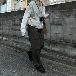 (Unisex) Big Pocket Nylon Easy Pants