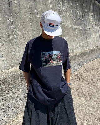 Biker short-sleeved T-shirt