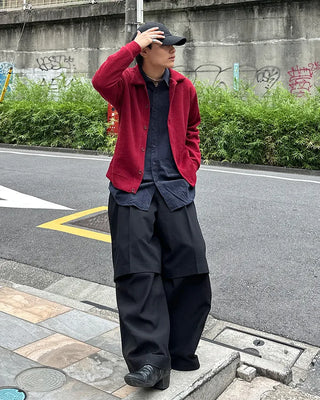 Button-collar knit cardigan