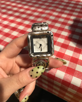 Square Silver Star Handwatch