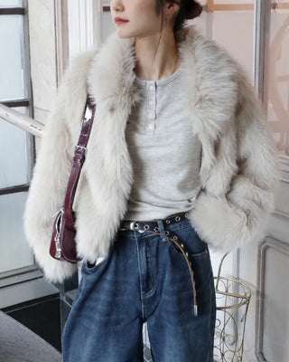 Crop fur jacket