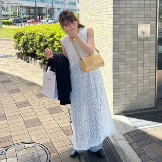 Perforated Long Knit Dress