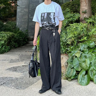 Striped wide slacks