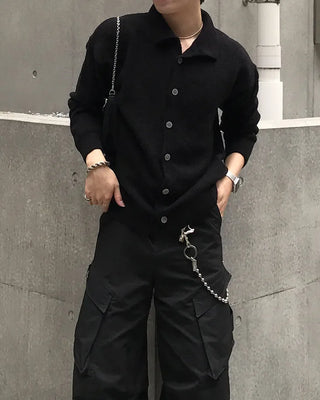 Soft polo knit cardigan