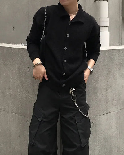 Soft polo knit cardigan