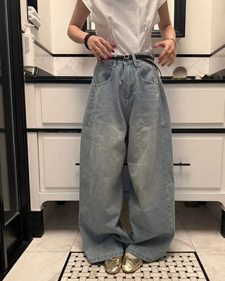 Wide denim pants