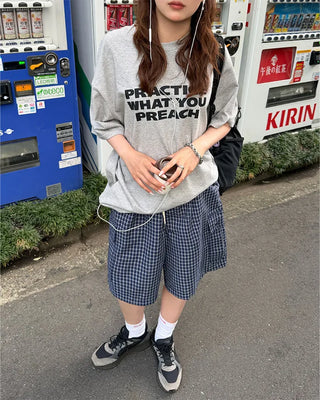 Checked cargo shorts