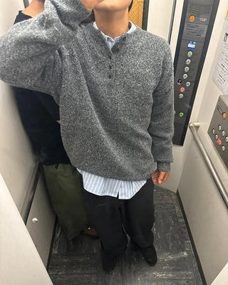 Henley neck basic knit